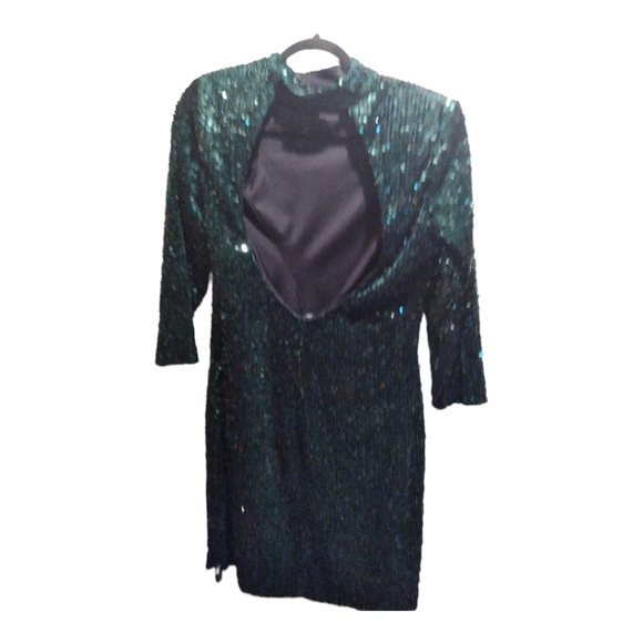 Donna Morgan green sequin mini dress NWOT - Picture 3 of 8